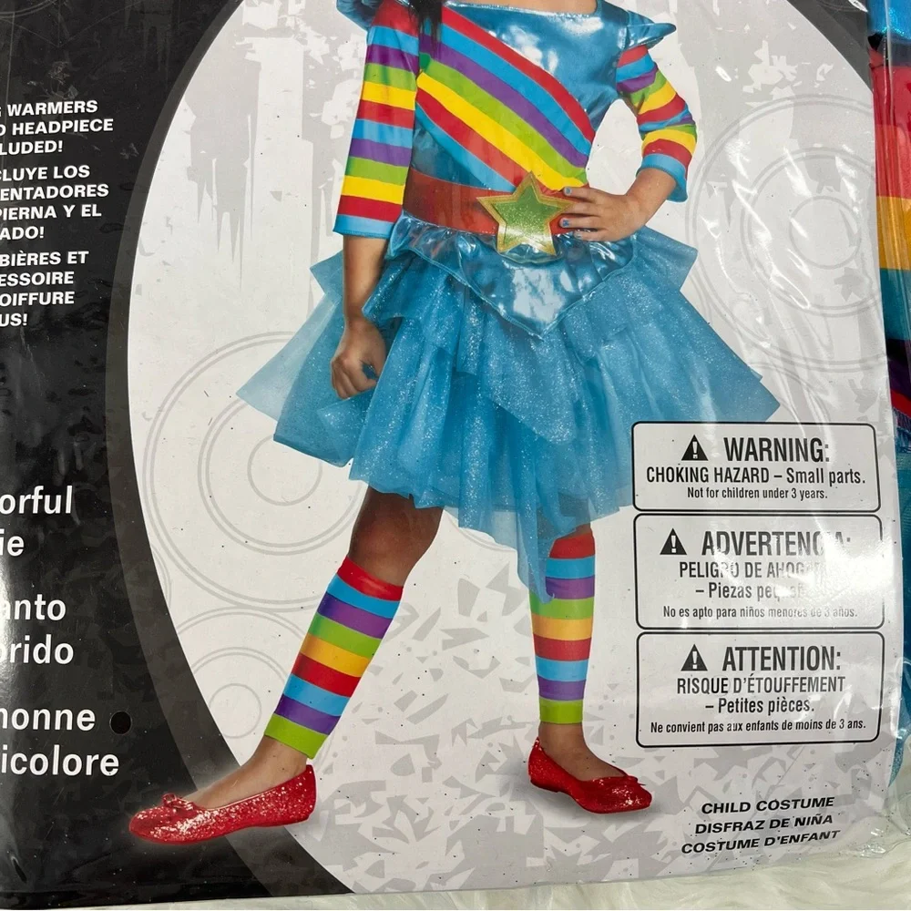 Colorful Cutie rainbow girl Striped Costume dress NEW S 4-6X Halloween dress up